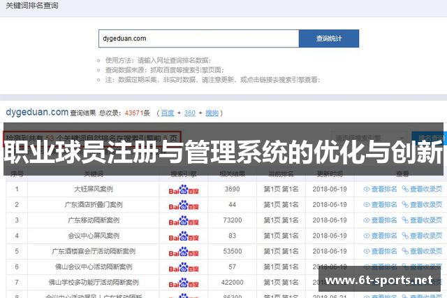 职业球员注册与管理系统的优化与创新